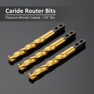 quality  Carbide Material Straight Router Bits with Titanium Nitride Coating and 1/4 Inch Cutting Diameter for CNC Milling factory