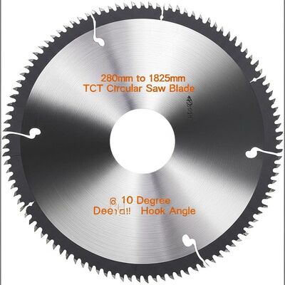 280mm to 1825mm TCT Circular Saw Blade with 10 Degree Hook Angle