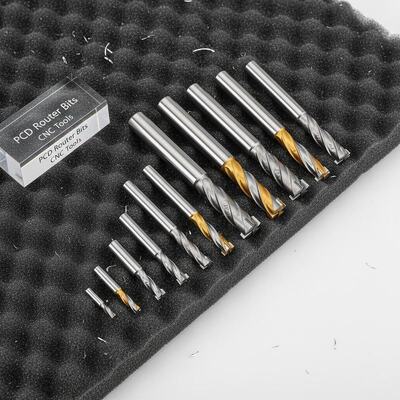No Coating PCD Router Bits with 1/4 Inch to 1 Inch Diameter and Custom Flute Numbers for CNC Routers
