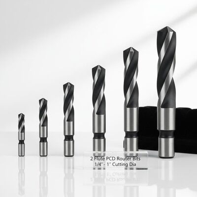 2 Flute PCD Router Bits with 1/4 Inch to 1 Inch Cutting Edge Diameter and No Coating for CNC Routers
