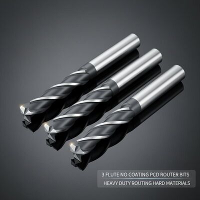 3 Flute No Coating PCD Router Bits Optimized for Heavy Duty Routing on Hard Materials