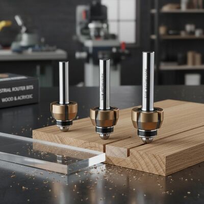 Industrial Grade Carbide Router Bits with Bottom Bearing Placement for Straight Smooth Edge on Acrylic Plates