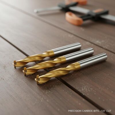 Durable Carbide Straight Router Bits with 1/4 Inch Cutting Diameter and Titanium Nitride Coating for Precision Woodworking