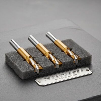 Titanium Nitride Coated Straight Router Bits with 1/4 Inch Cutting Diameter for Precise CNC Milling and Woodworking